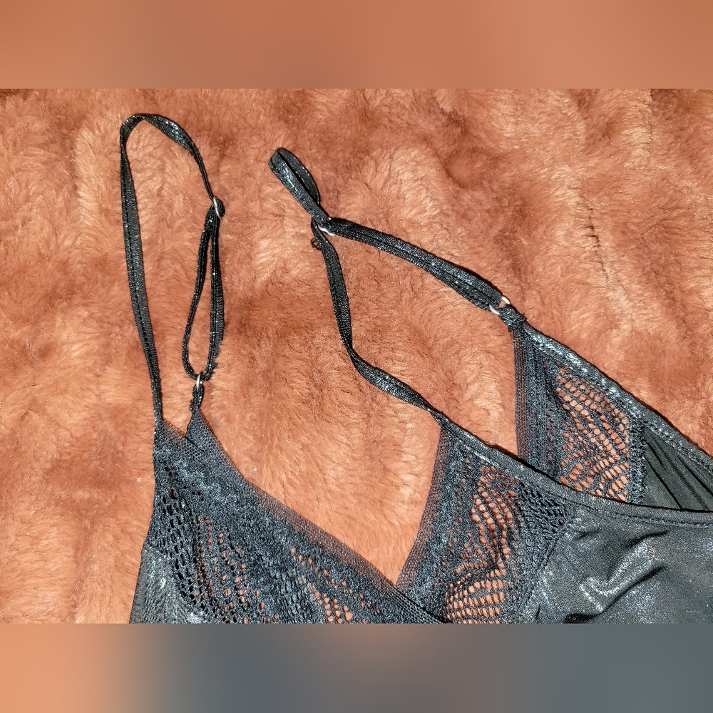 Victoria Secret Black Shiny Slip On Dress - Picture 7 of 8